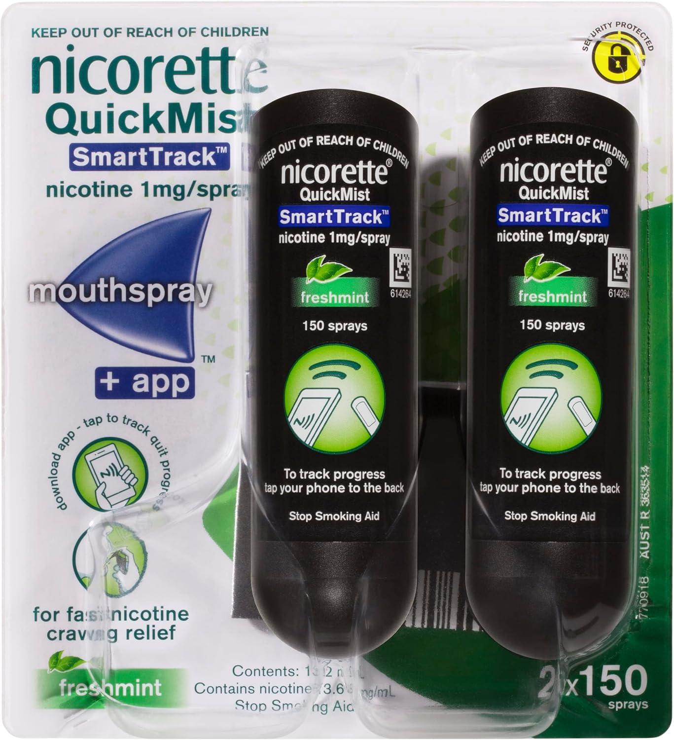 Nicorette QuickMist SmartTrack Mouthspray 150 Sprays Duo Pack - Freshmint