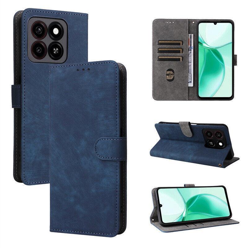 For Optus X Total New Matte Leather Wallet Flip Phone Case Cover - Blue