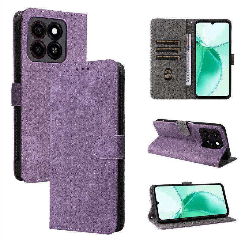 For Optus X Total New Matte Leather Wallet Flip Phone Case Cover - Purple
