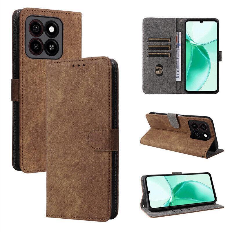 For Optus X Total New Matte Leather Wallet Flip Phone Case Cover - Brown