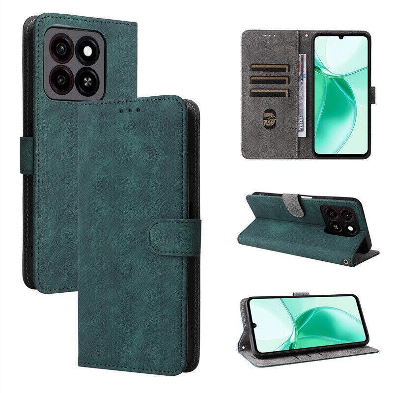 For Optus X Total New Matte Leather Wallet Flip Phone Case Cover - Green