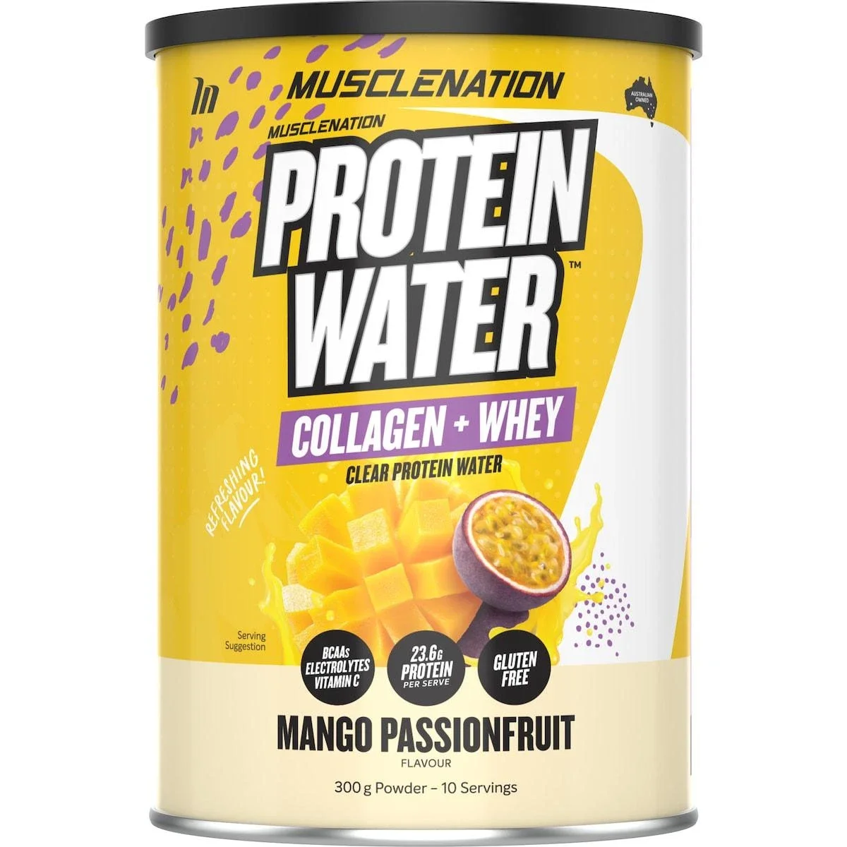 Muscle Nation Protein Water Powder Mango Passionfruit
