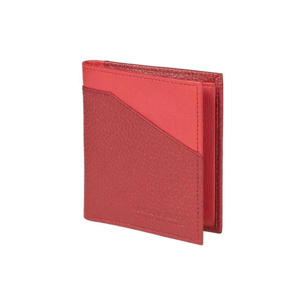 RB12113V| Portafogli Verticale in Vera Pelle pieno fiore, grana dollaro/leggera. Colore Rosso. Protezione RFID. Dimensioni da chiuso: cm 9,5 x 10 x 1. Confezione: Scatola regalo fondo/coperchio