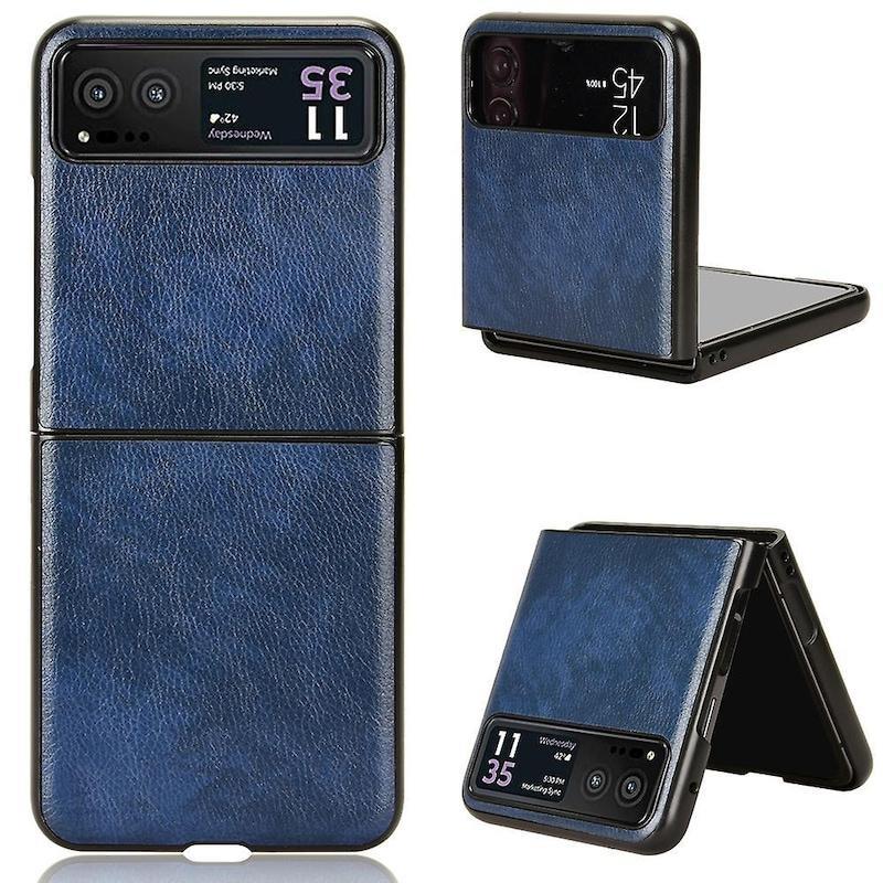 Motorola Razr 40 5G PU Leather Case with Litchi Texture - Blue