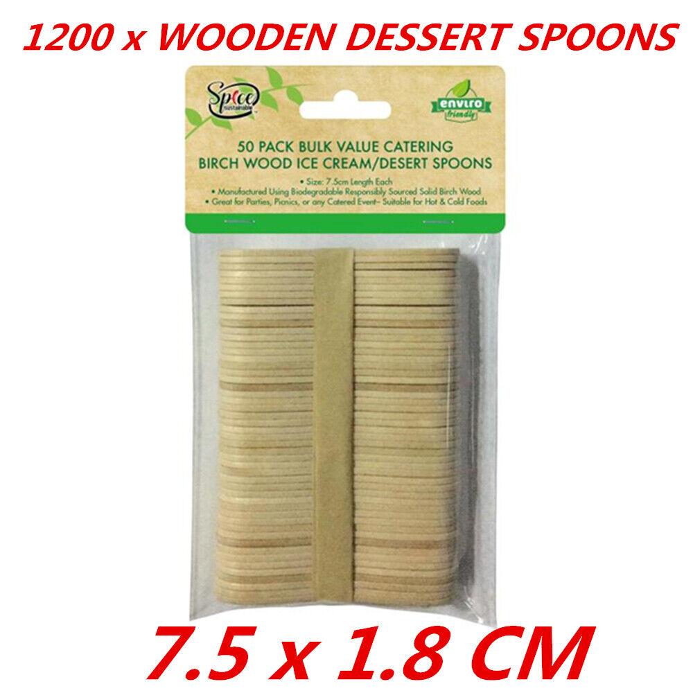1200 x Wooden Disposable Ice Cream Dessert Sticks Spoon Popsicle Party Kitchen