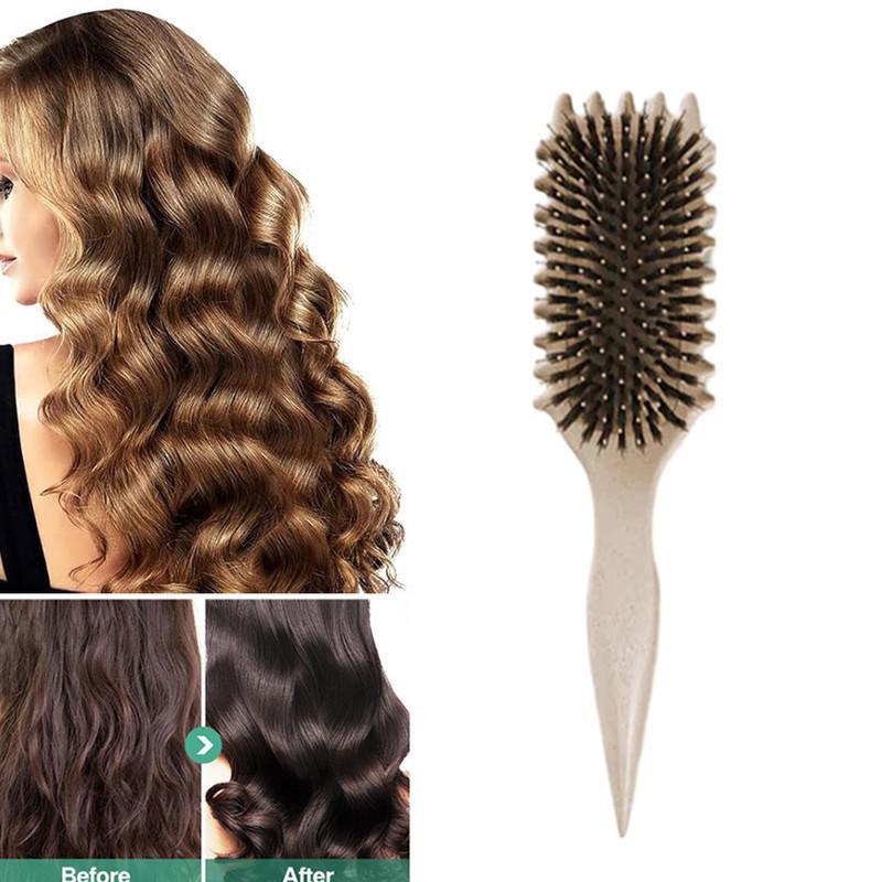 OZNALA Curl Defining Brush Curls Bounce Hair Brush Women/Men Shape Detangling Defining Bristle Hair Brush Styling Brush Brown