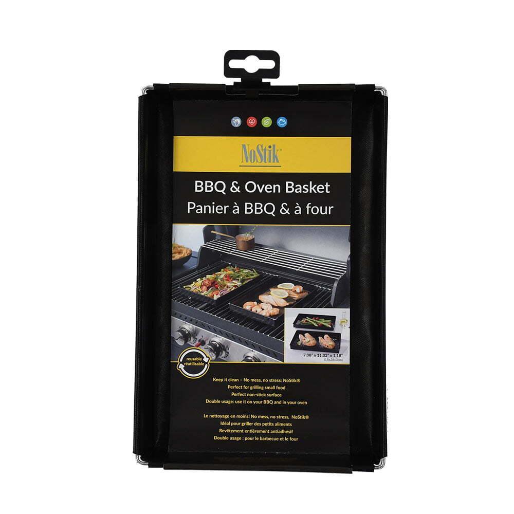 Nostik Reusable 28x18cm Non-Stick BBQ & Oven Basket Tray Regular Rectangle Black