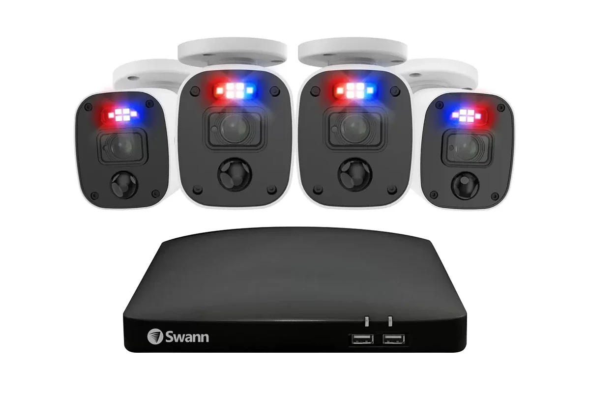 Swann Home 8 Channel 2K DVR 4x Camera Security System with Mic and 256GB SD Card (SWDVK-8468542)