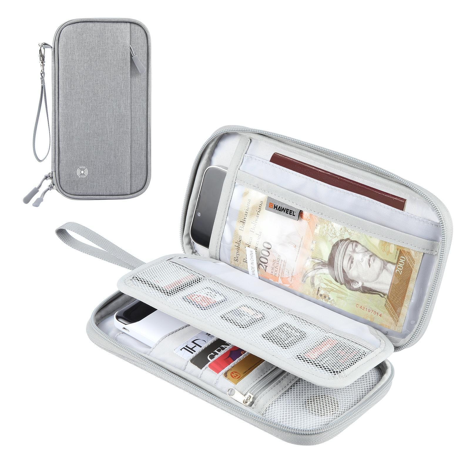Clutch Bag For Passports Cards & Documents Grey