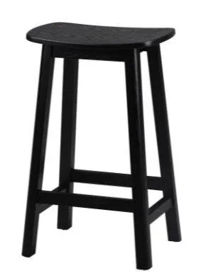 DD Lilipad Solid Timber Counter Stool - Black