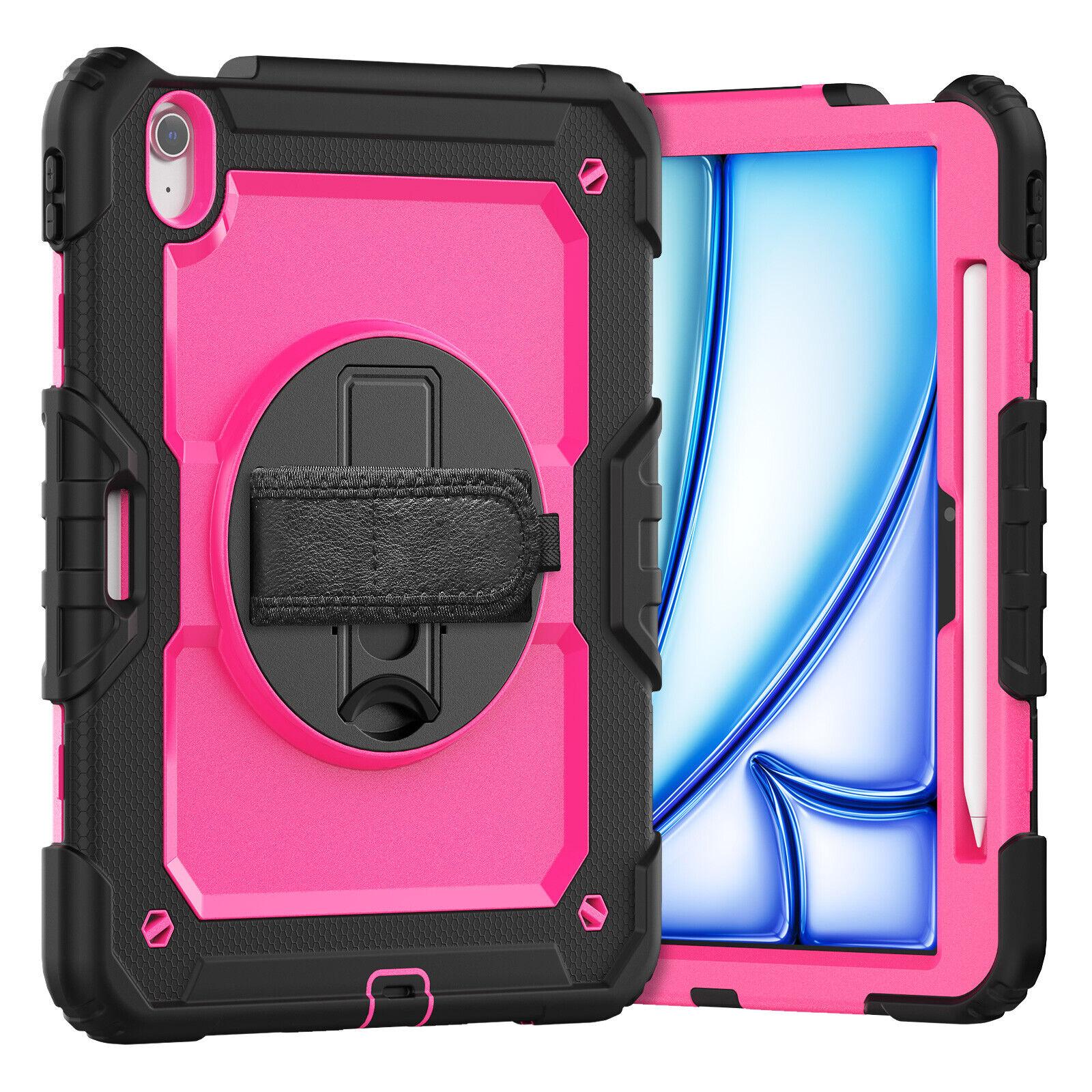 For Apple iPad Air 13-inch (M3) 2025 Rotatable Kickstand Survivor Case Cover - Crystal Pink