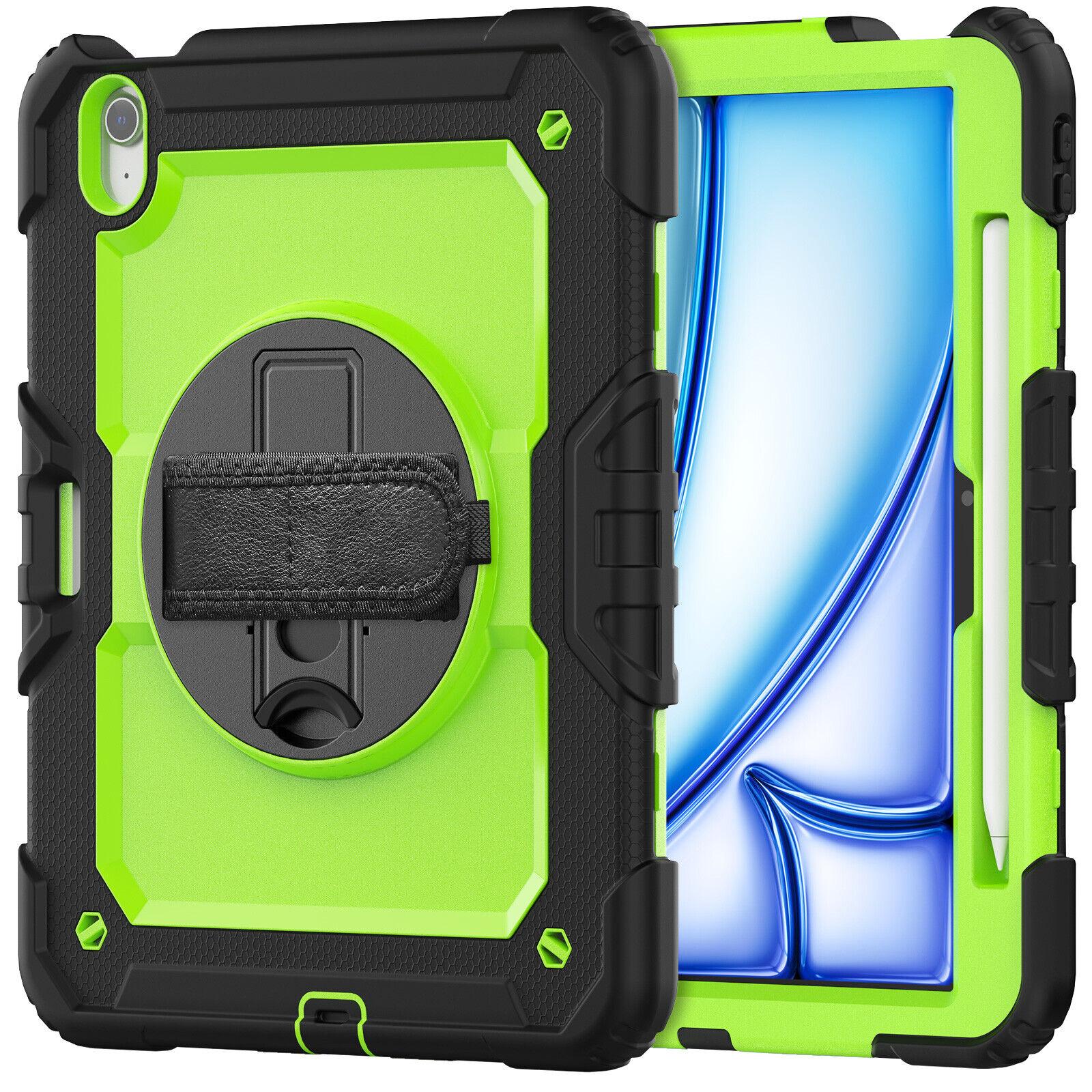 For Apple iPad Air 11 - inch (M3) 2025 Rotatable Kickstand Survivor Case Cover - Lime