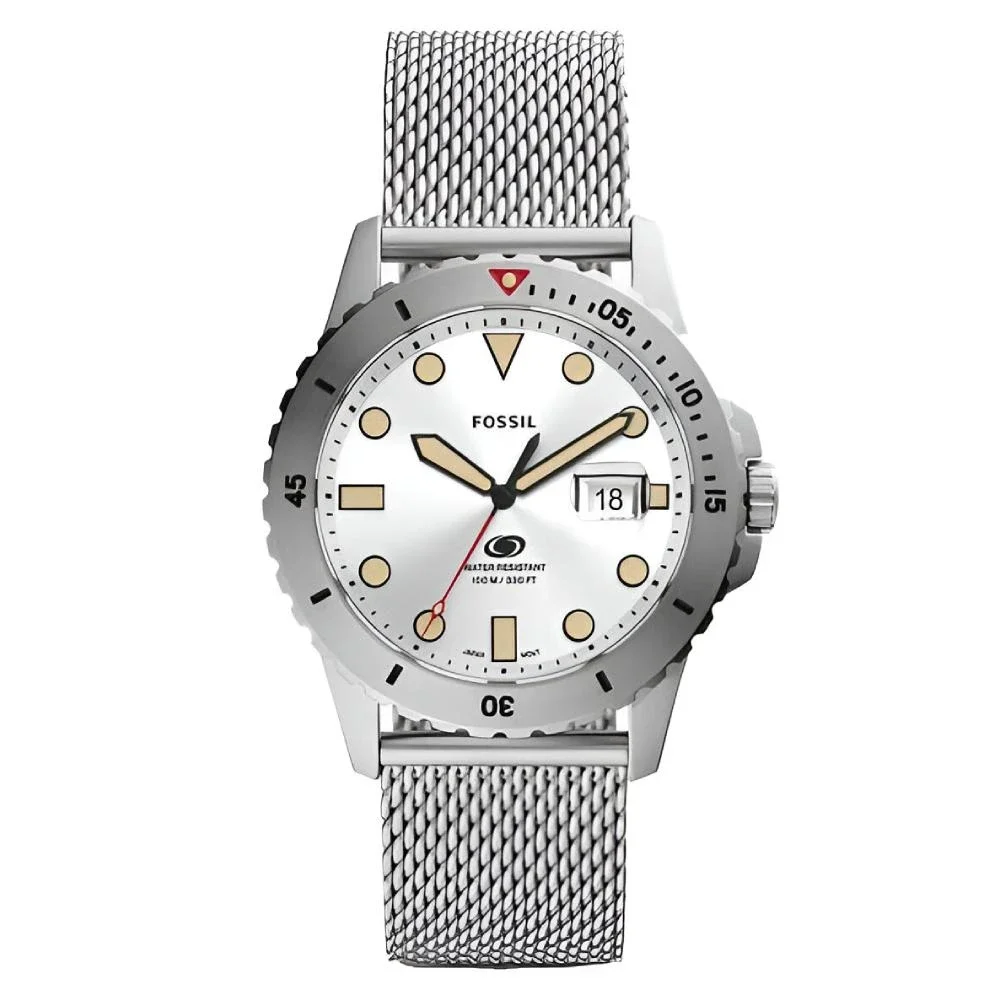 Fossil Blue Three-Hand Date Stainless Steel Mesh Men's Watch (FS5948)