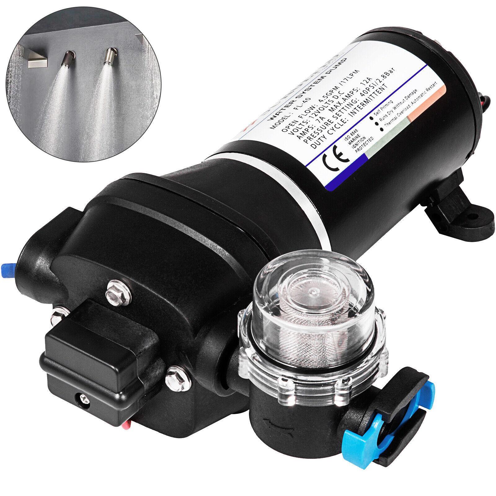 High-Pressure 12V Diaphragm Water Pump for RV, Boat, Caravan, 17L/min Flow