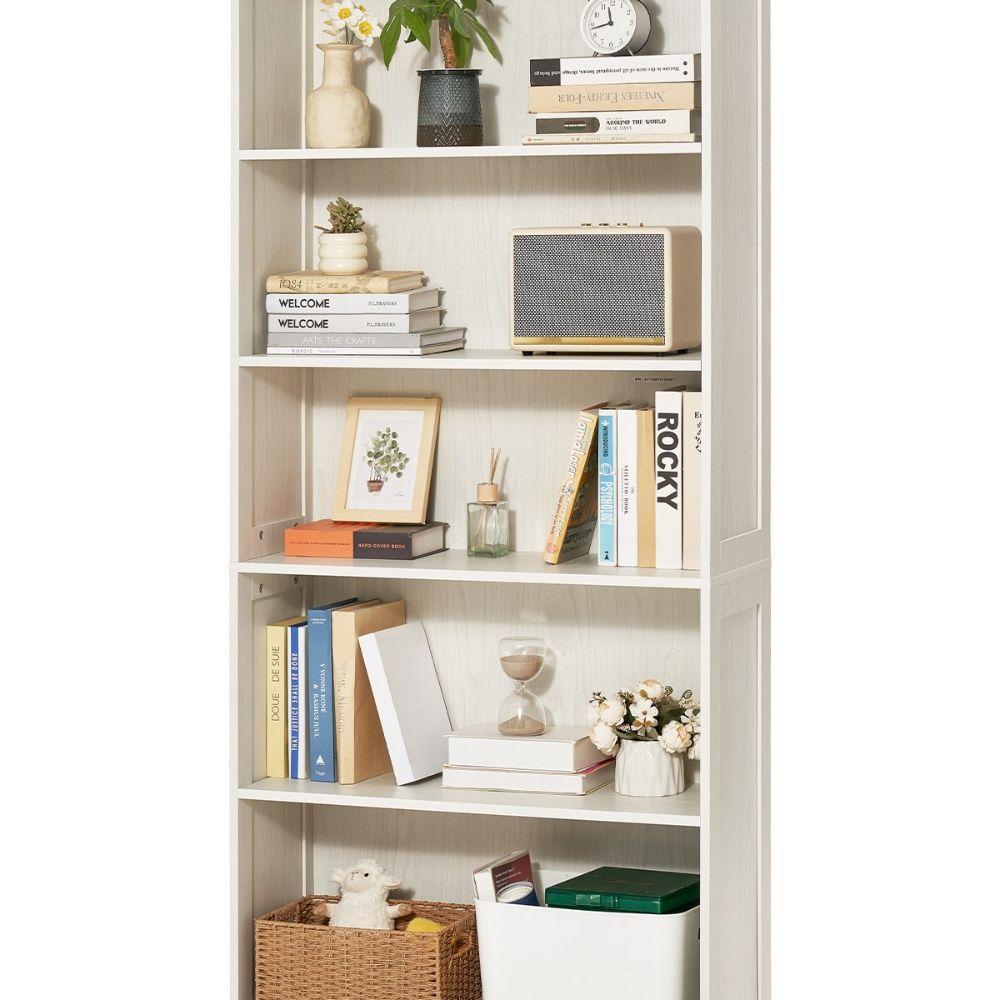 VEVOR 5-Tier Wide Bookshelf 173cm Wooden Freestanding Open Bookcase Shelf White