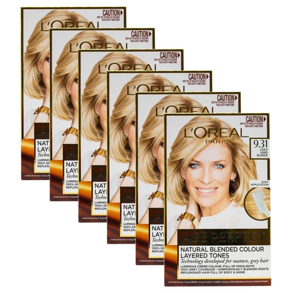 6x Loreal Age Perfect Hair Colour 9.31 Light Sand Blonde Creme Dye Grey Coverage