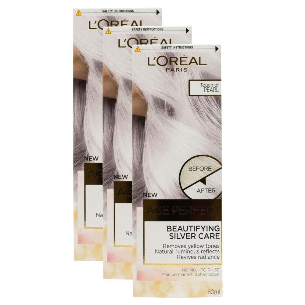 3x Loreal 80ml Age Perfect Hair Colour Styling Touch of Pearl Semi-Permanent Dye