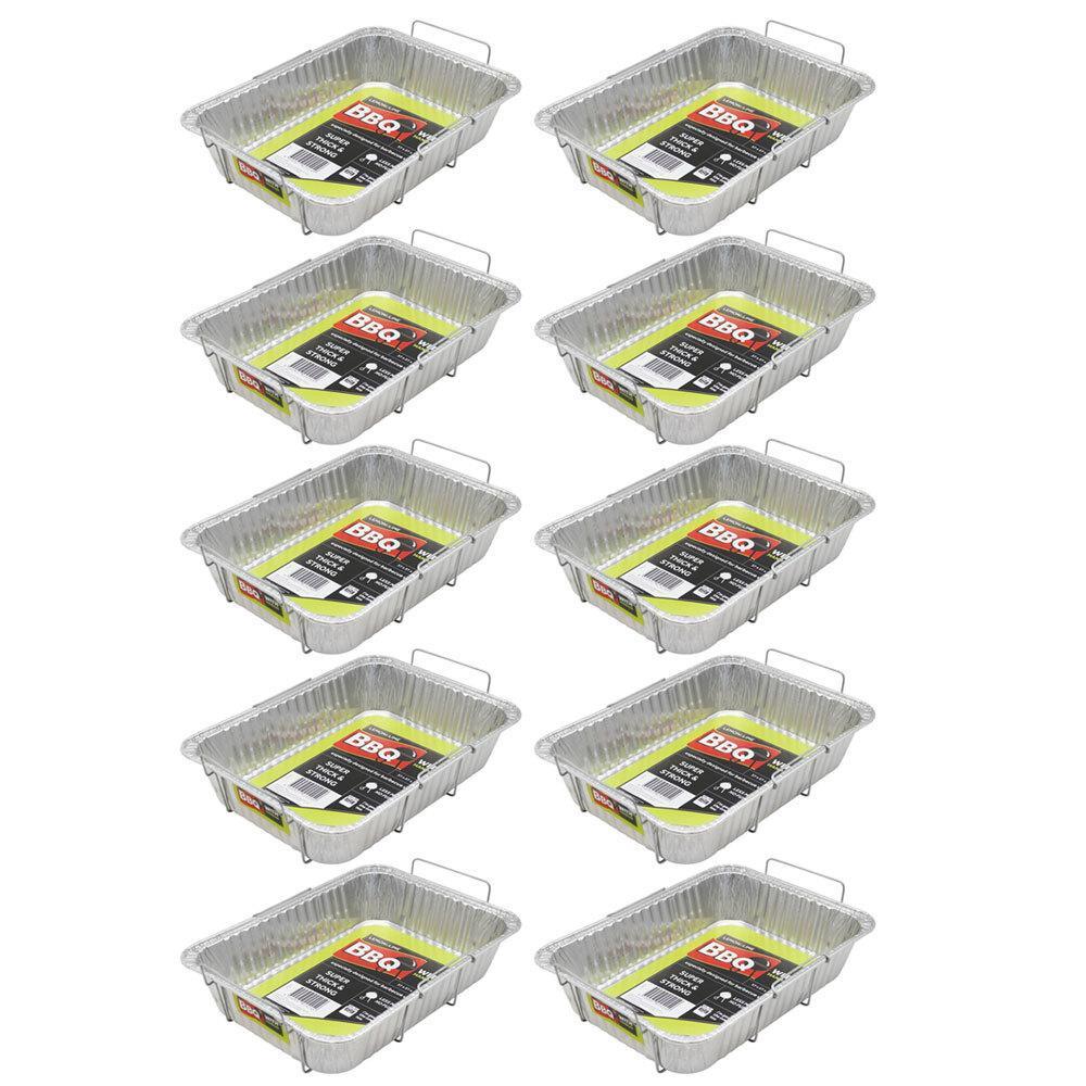 10x Lemon and Lime 37cm Aluminium BBQ Foil Tray Food Container w/Wire Handles SL