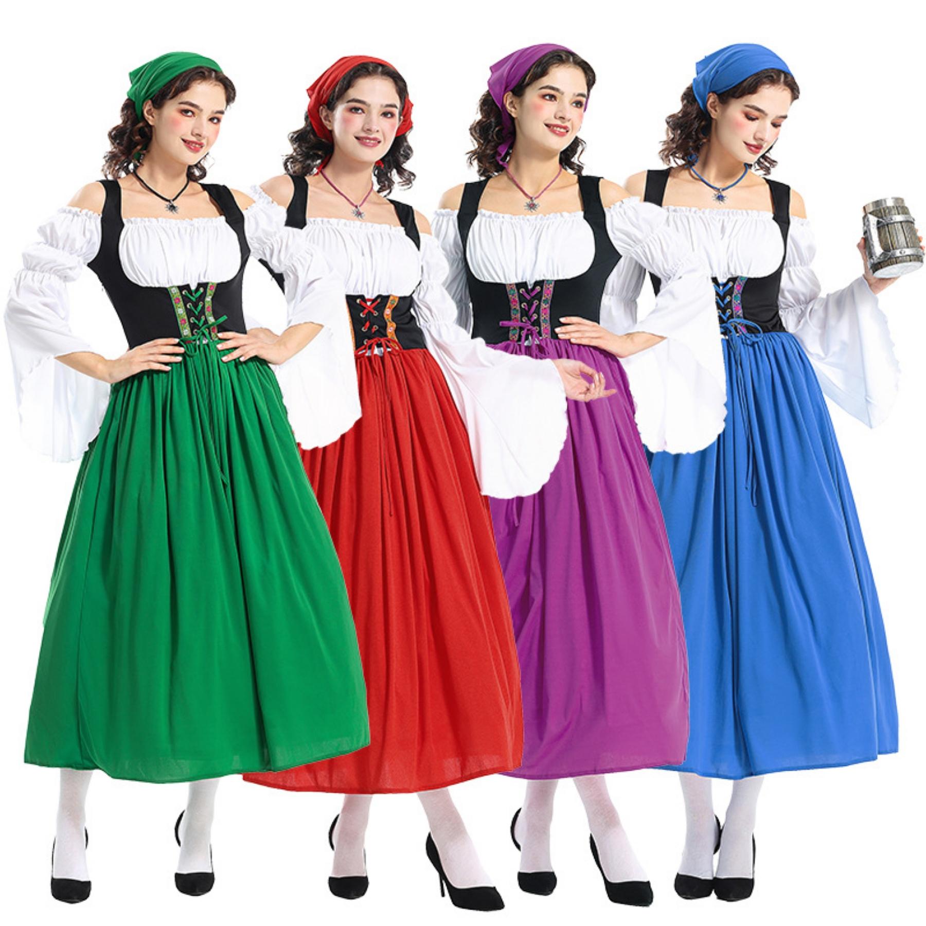 Costume Bay Woman's Beer Maid Costume Purple Wench German Heidi Oktoberfest Dress Folk Festival Dress Traditional Dirndl Outfit Adults Halloween