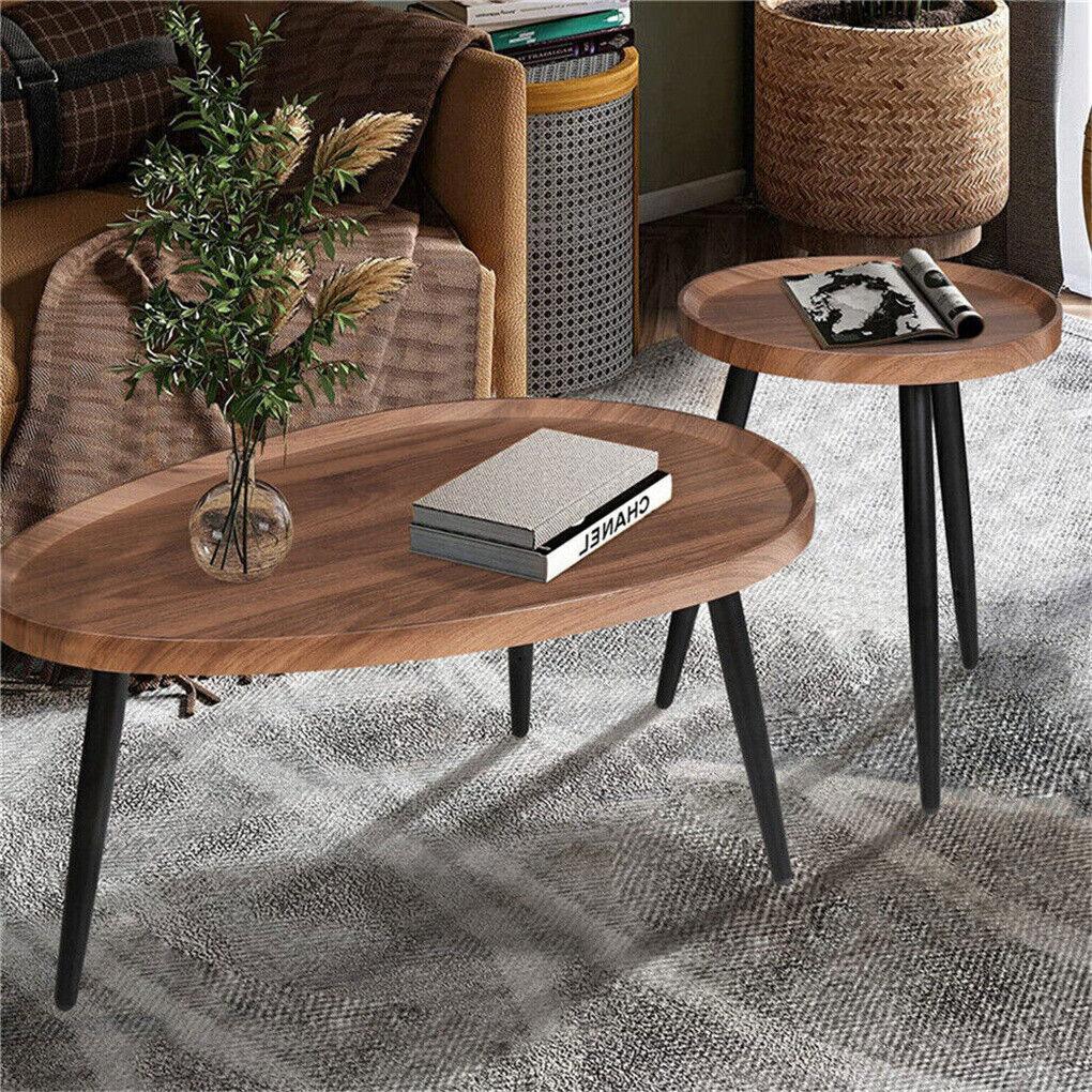 FIN 2X Vintage Nesting Coffee Table Stacking Center Table Side Table Living Room AU