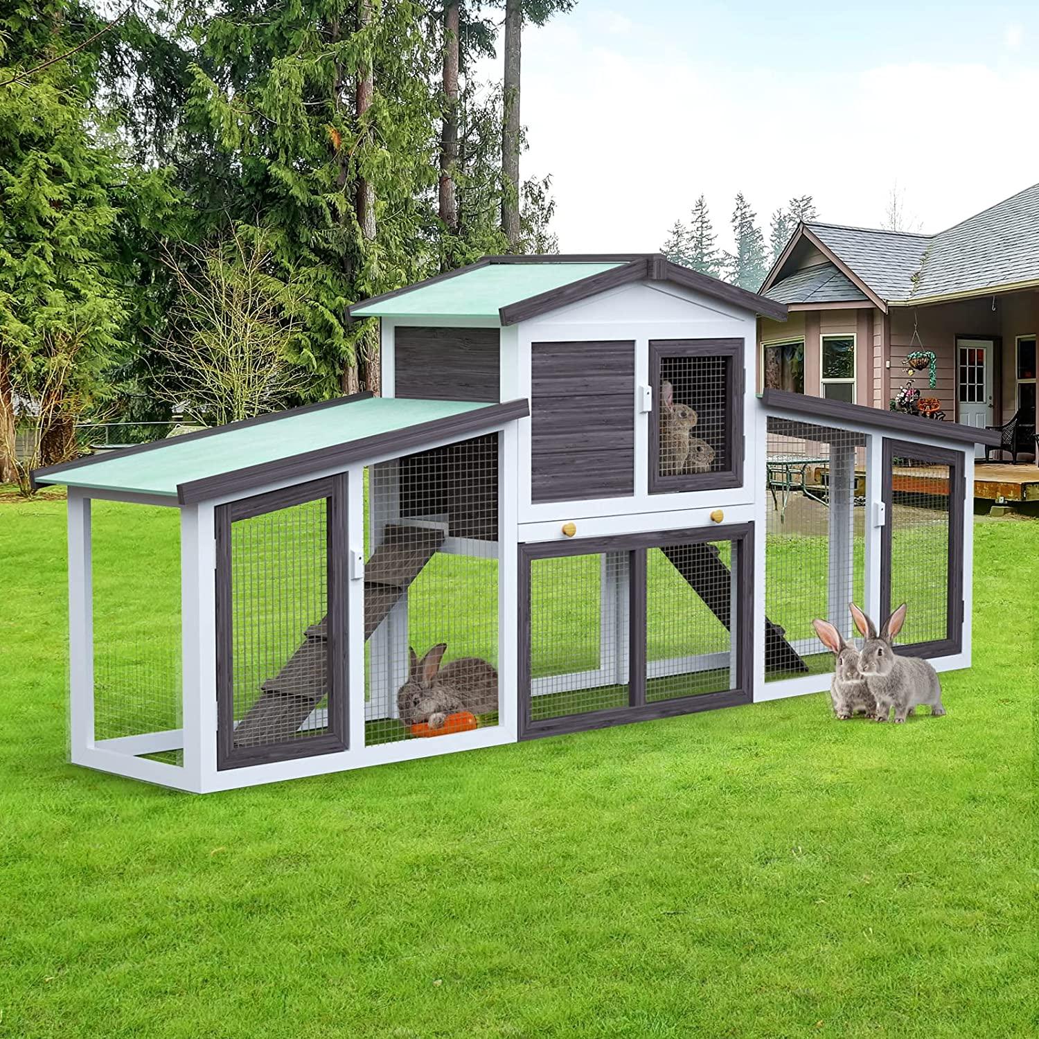 Advwin Chicken Coop Rabbit Hutch 204x45x85cm