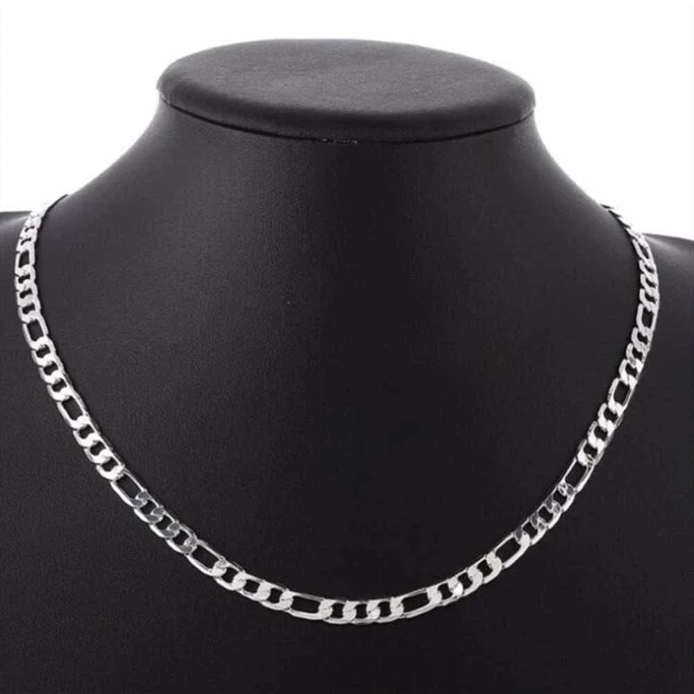 4PCS Alloy Necklace Three Rooms One Ferrero Necklace Silver Chain Men&Women Silver Necklace Fashion Classic Jewelry