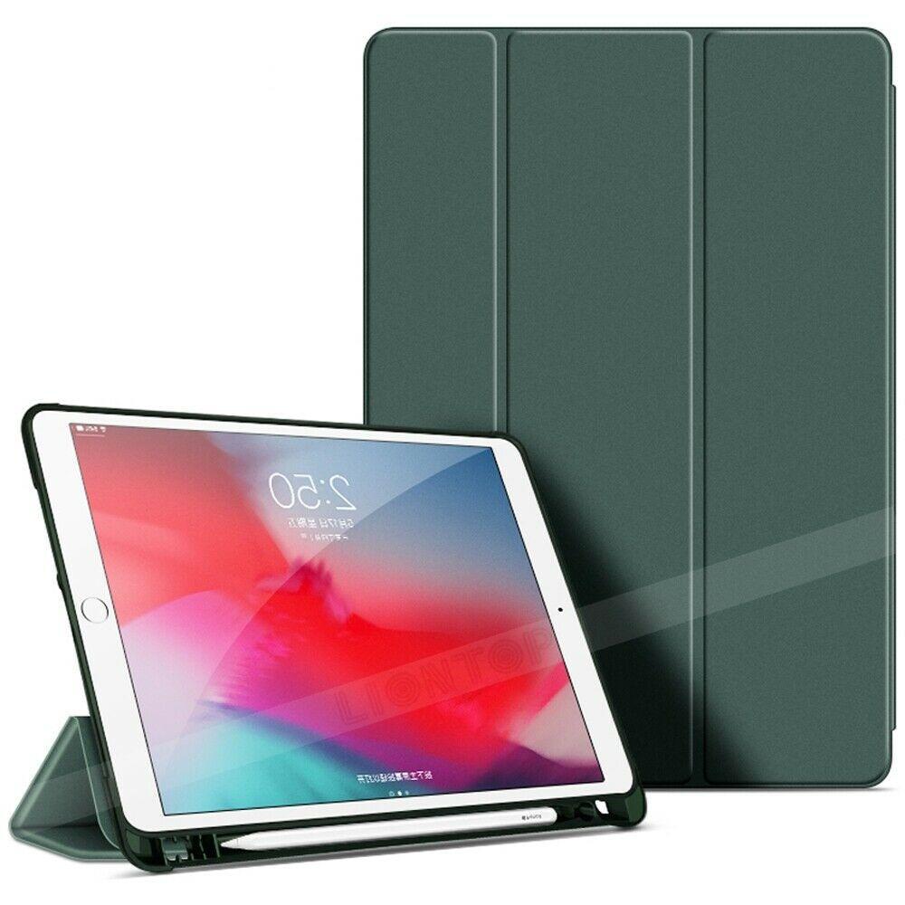 For iPad Air 3 Pen Holder Leather Case-DarkGreen
