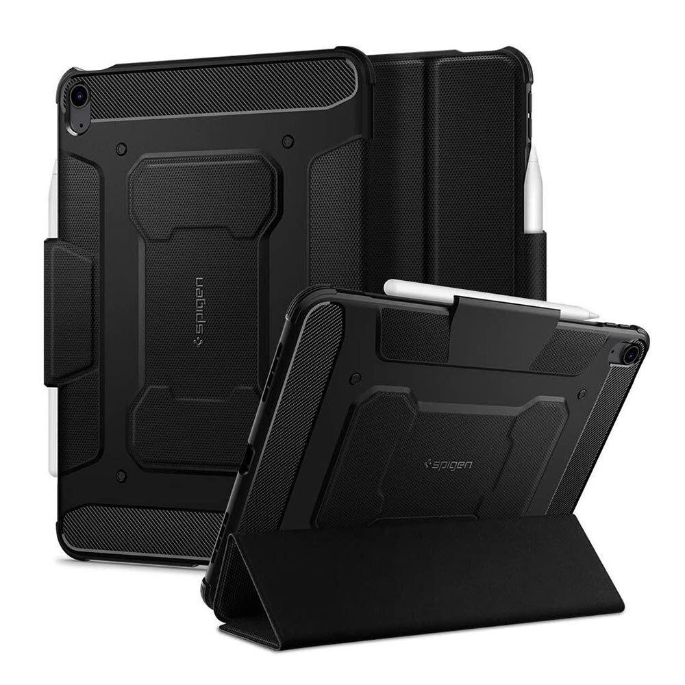 SPIGEN iPad Air 11 Inch M3/M2 7th/6th/5th/4th Gen (2025/2024/2022/2020) Case, Genuine SPIGEN Rugged Armor Pro Pen Holder Cover for Apple - Black - Black