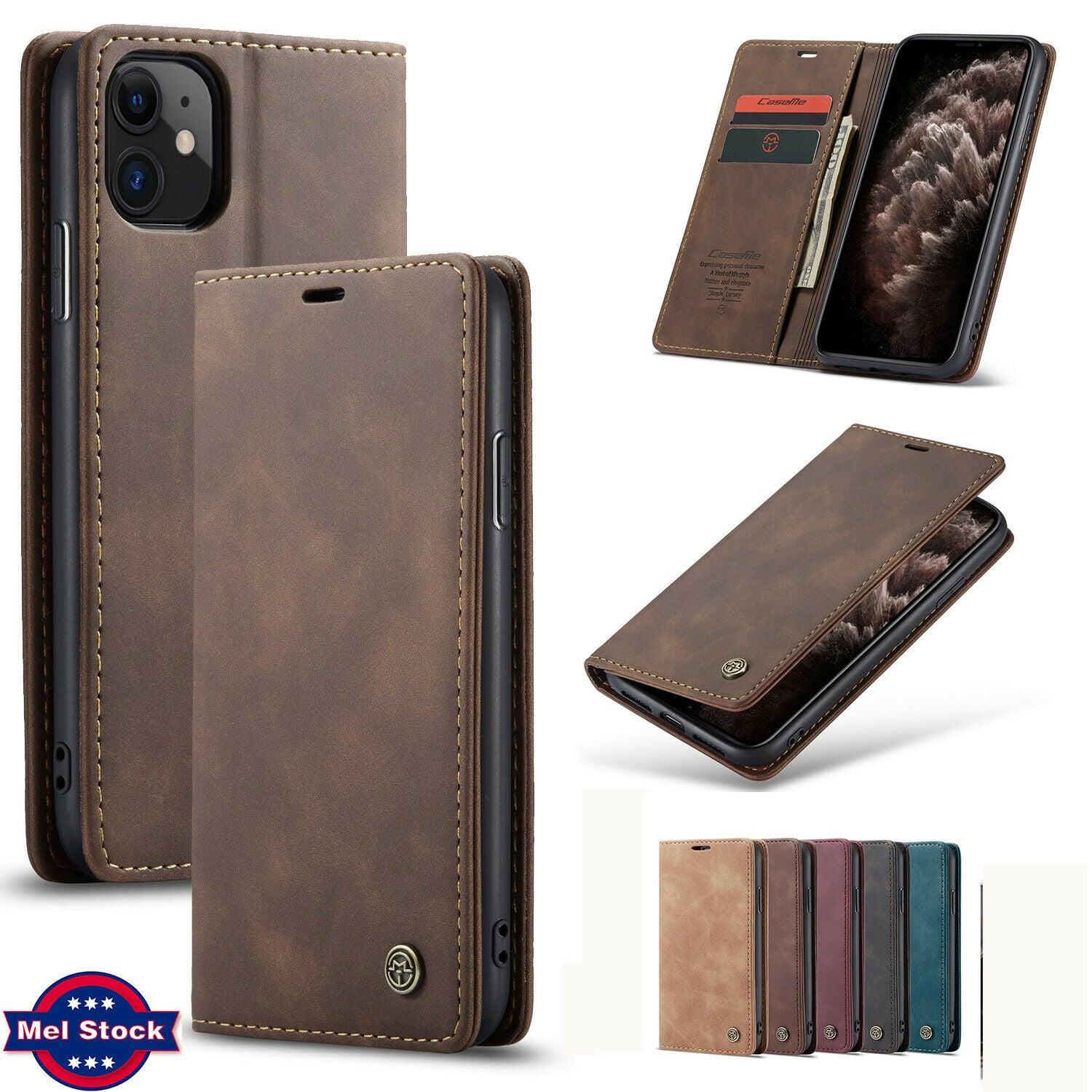 For Apple iPhone 7 Plus/8 Plus Leather Wallet Card Stand Case-Coffee