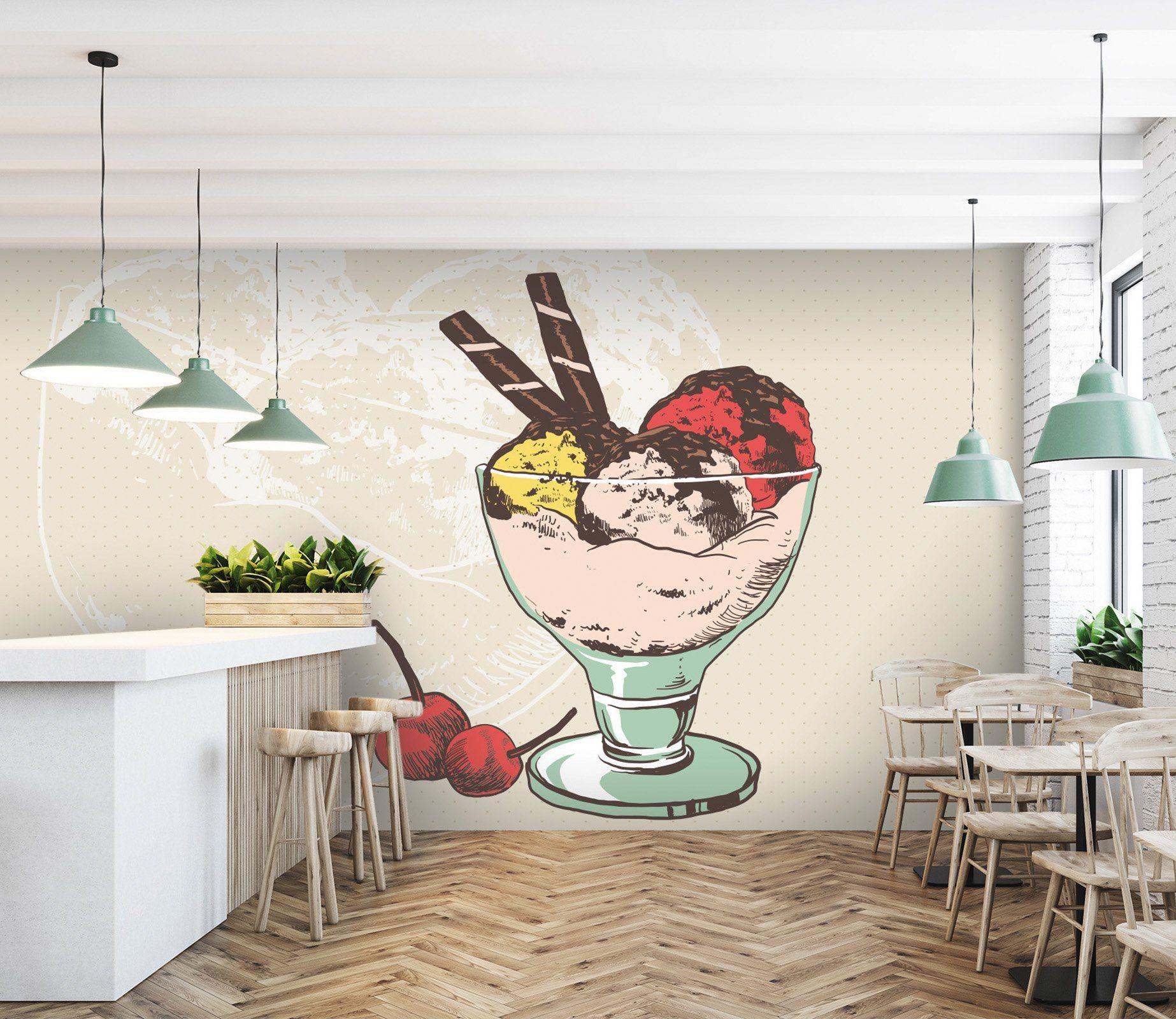 3D Haagen-Dazs Ice Cream 216 Woven paper (need glue), XXL 312cm x 219cm (WxH)(123''x87'')