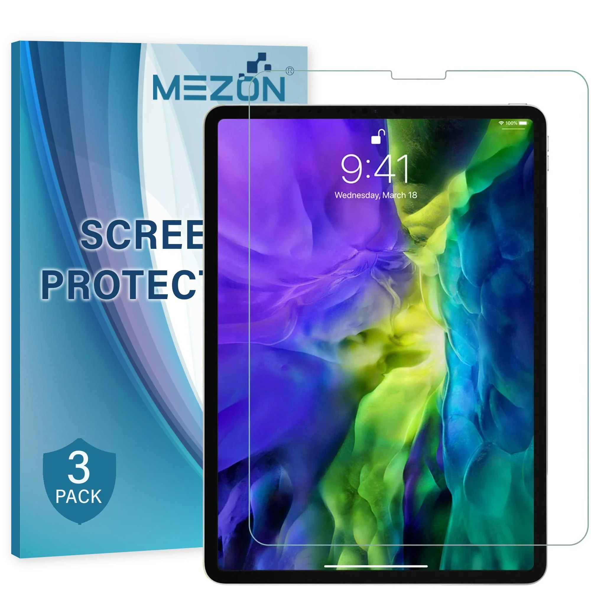 [Set of 3] Apple iPad Pro 11" 2021 Anti-Glare Matte Film Screen Protector by MEZON – Face ID Compatible, Case and Pencil Friendly (iPad Pro 11", Matte)