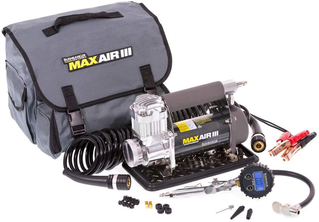 Bushranger 55X23 Max Air III 12V Portable Compressor with Carry Bag, Grey/Silver