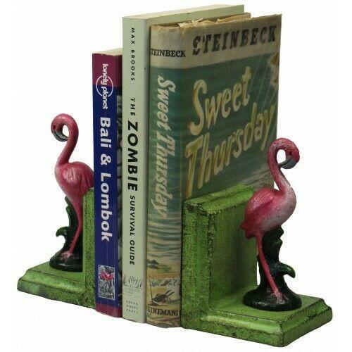 Cast Iron Flamingo Bookends Hand Painted