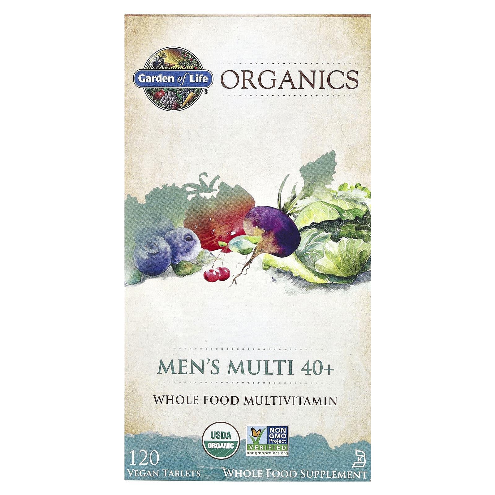 Garden of Life, Organics, Men's Multi 40+, 120 Vegan Tablets