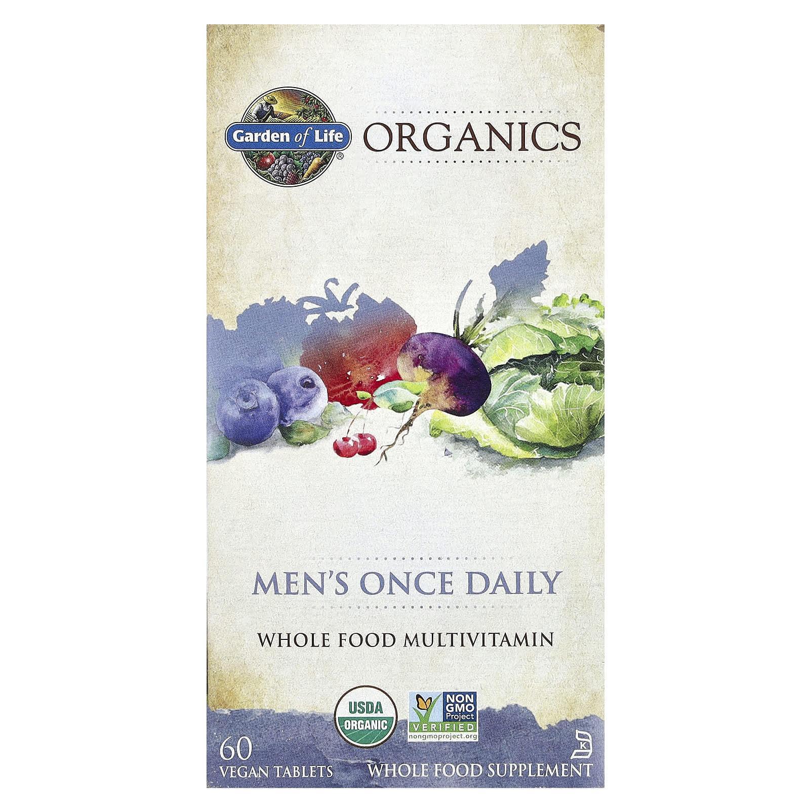 Garden of Life, Organics, Men's Once Daily, Whole Food Multivitamin, 60 Vegan Tablets