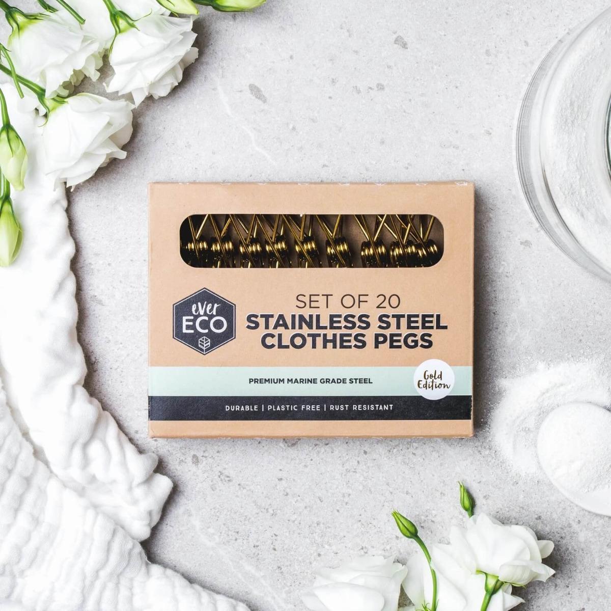 Stainless Steel Clothes Pegs - Gold Edition - Marine Grade - Ever Eco