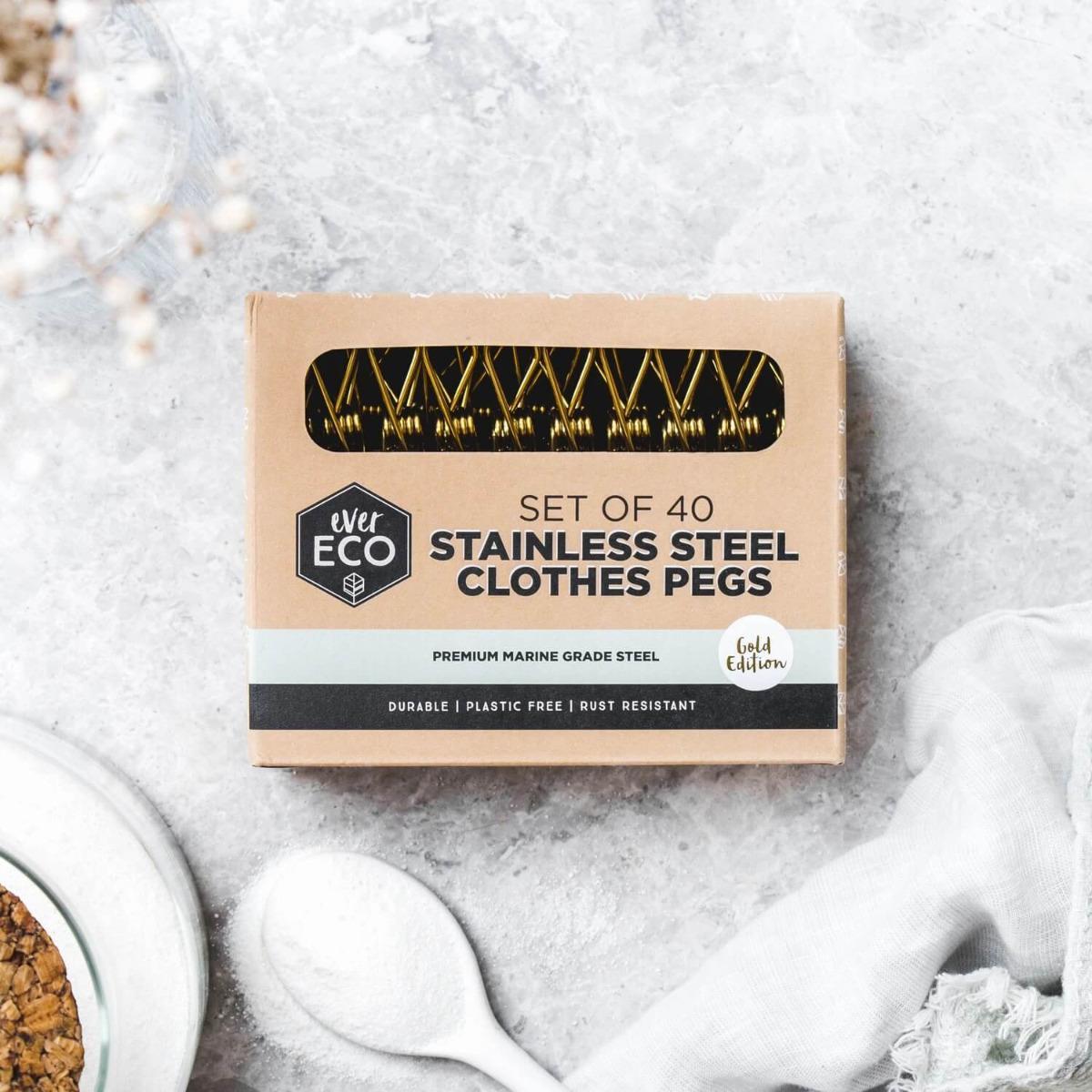 Stainless Steel Clothes Pegs - Gold Edition - Marine Grade - Ever Eco