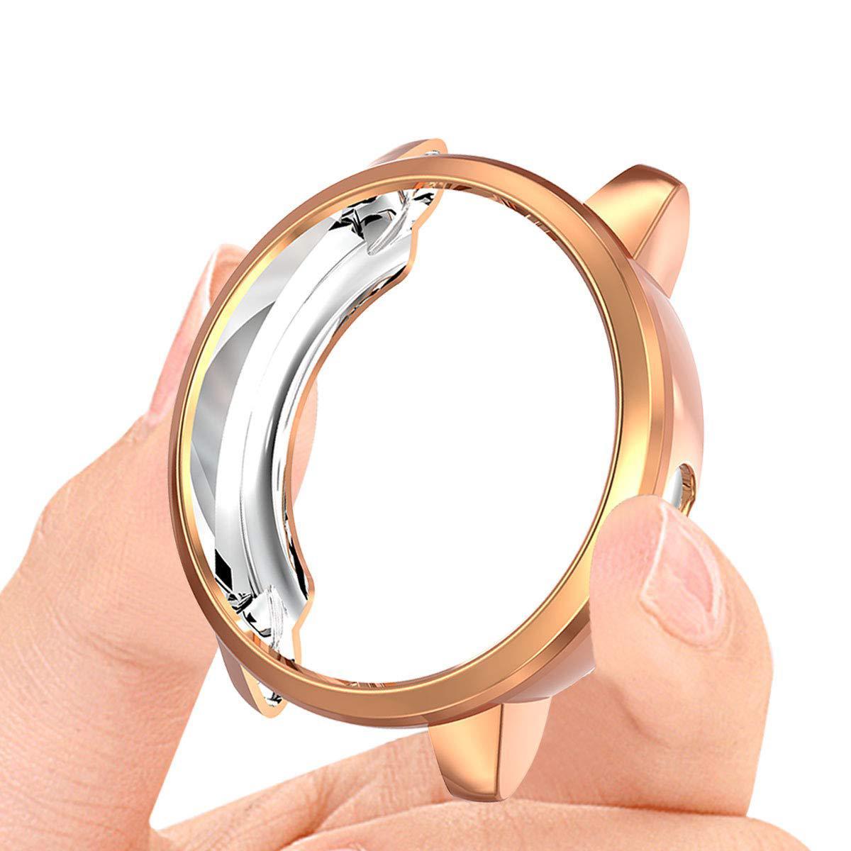 StrapsCo Screen Protector Running Watch TPU Plated Soft Slim Watch Case For Garmin Vivo Active4 (Rose Gold)