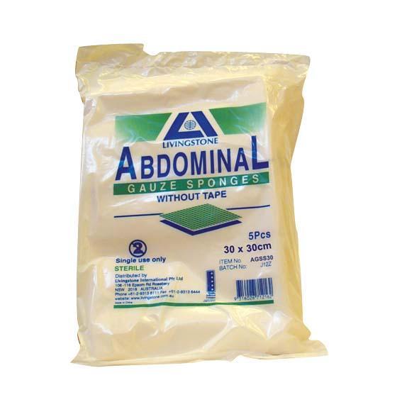 Abdominal Gauze Sponge, 22.5 X 22.5Cm, With Tape, Non-Sterile, 100 Pieces/Bag, 8 Bags/Carton