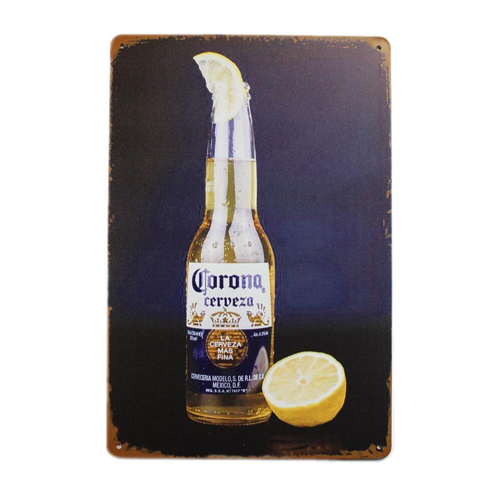 Tin Sign Beer Corona Cerveza Sprint Drink Bar Whisky Rustic Look