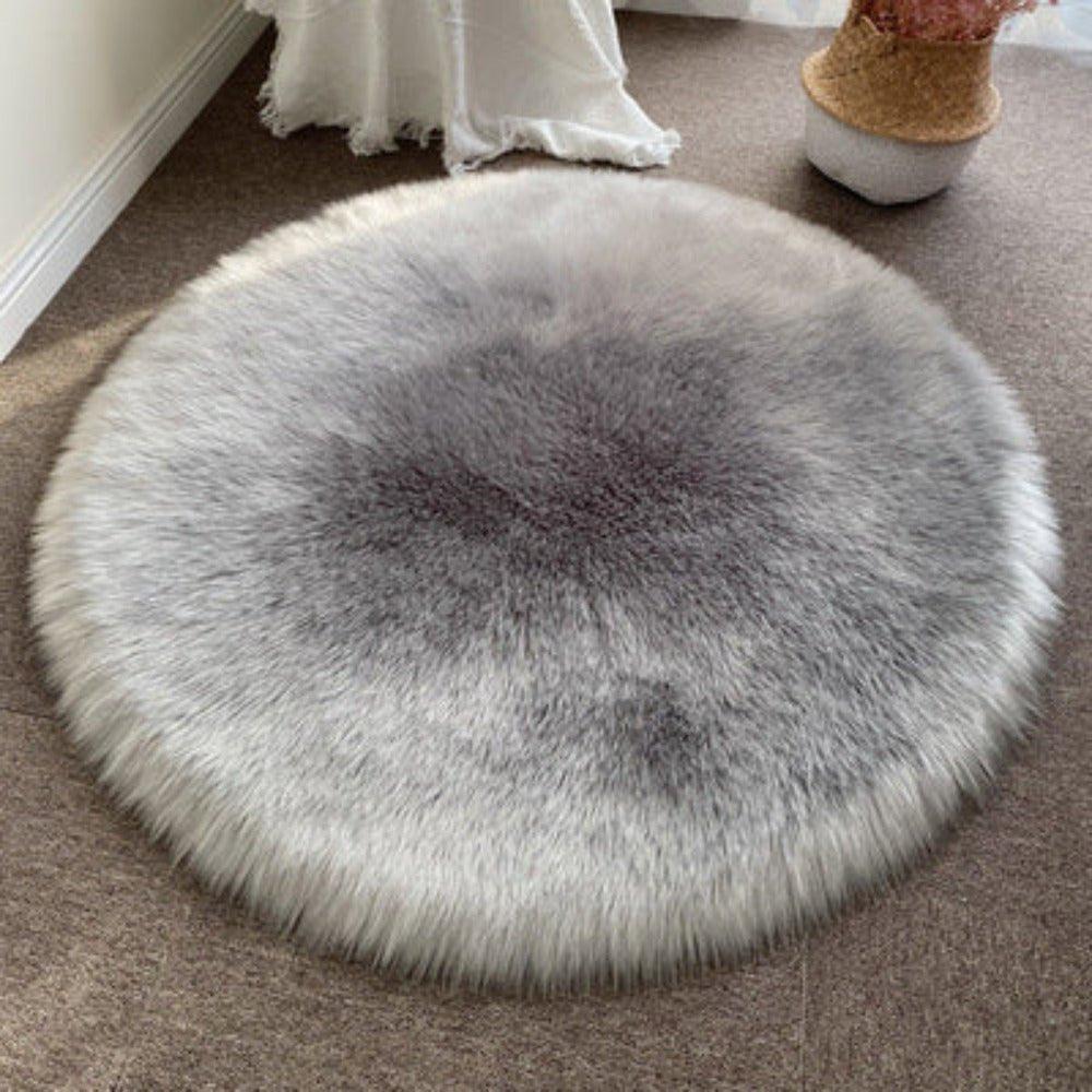 Round Shaggy Faux Fur Sheepskin Rug (120cm)