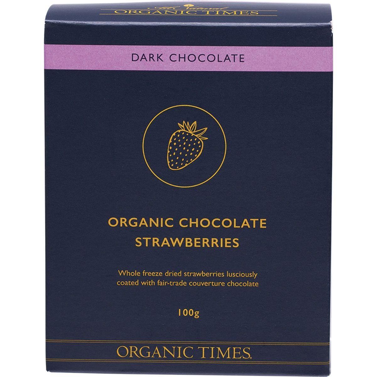 Organic Times Dark Chocolate Strawberries 100g