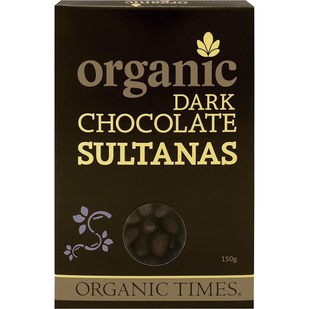 ORGANIC TIMES Dark Chocolate Sultanas 150g