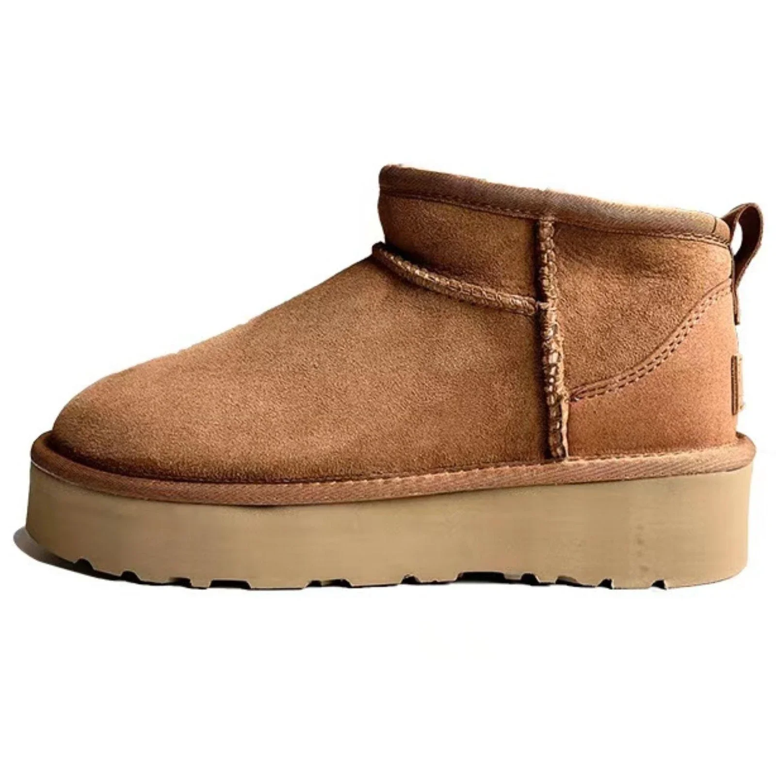 100% Australian Merino Sheepskin Womens Platform Scuffs Moccasins Slippers Winter Slip On UGG in Chestnut - 7 (EUR 38)
