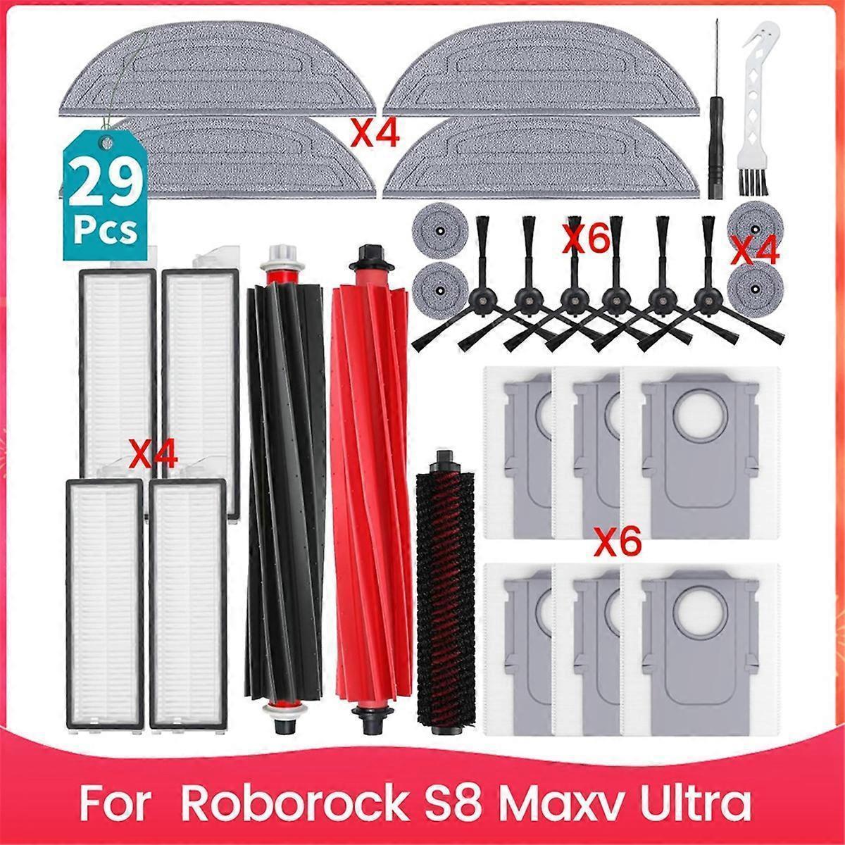 Accessories Kit for Roborock S8 Maxv Ultra Robot Vacuum Cleaner Main Side Brush HEPA Filter Mop Clot
