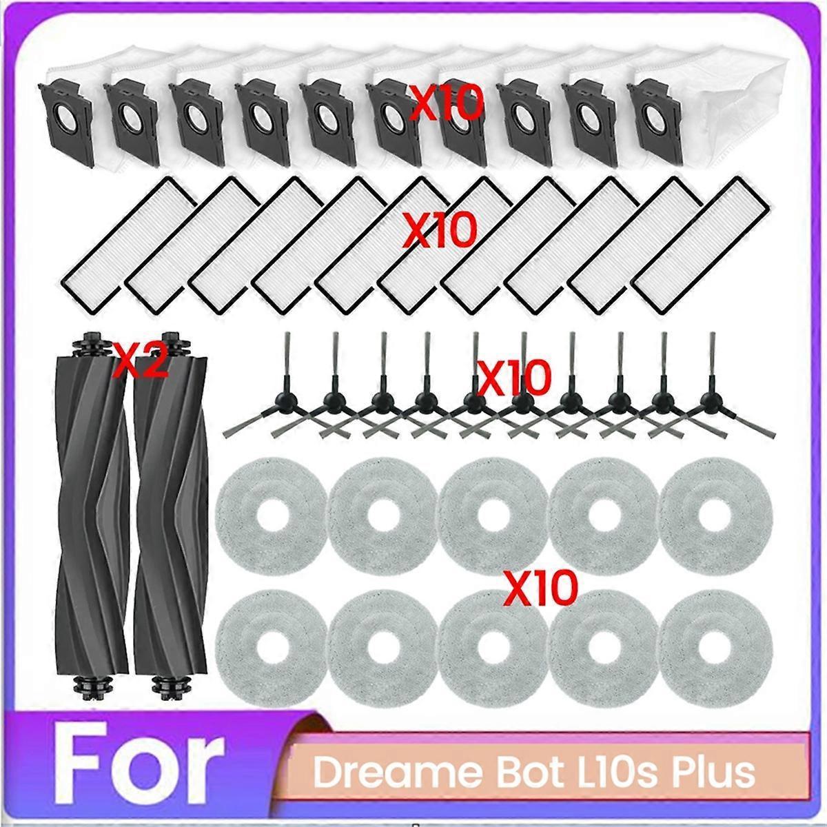 For Dreame Bot L10s Plus Robot Vacuum Cleaner Brush Dust Bag Filter and Mop Cloth Replacement Spare