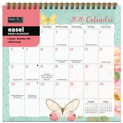 Butterflies 2026 Easel Desk Calendar