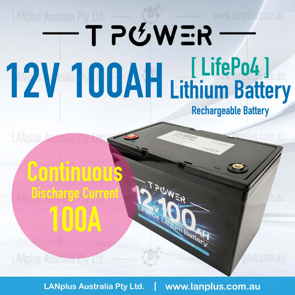 12v 100Ah Lithium Battery LiFePO4 Iron Phosphate Deep Cycle RV Camping 4WD Tpower