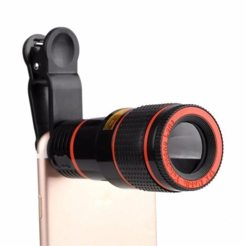 12X Zoom Optical Mobile Phone Camera Lens With Clip Black Lenses