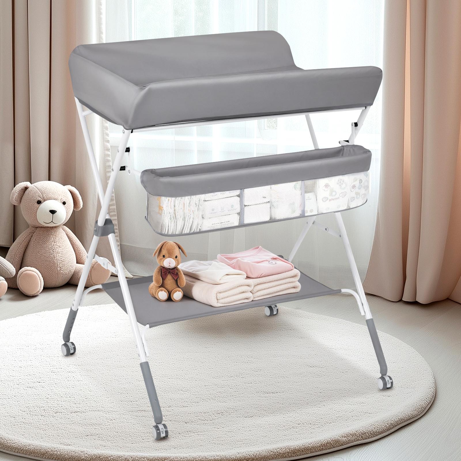 Advwin Foldable Baby Changing Table Height Adjustable Diaper Station Portable Toddler Change Table
